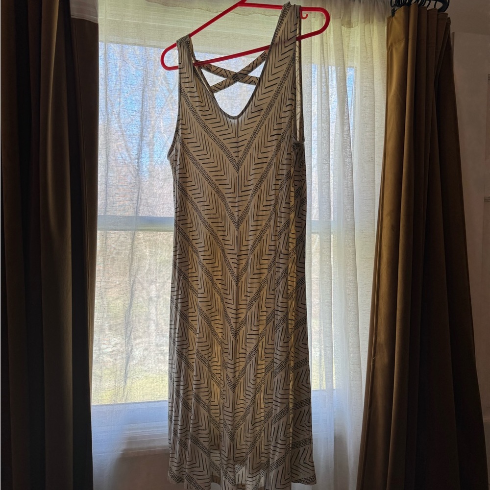 Style & Co Women's Plus Size 2X Neutral Mudcloth Printed Crisscross-Back Dress